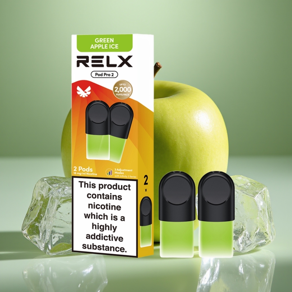 RELX Pod Pro 2 Green Apple Ice 600 Puffs 18 Nicotine