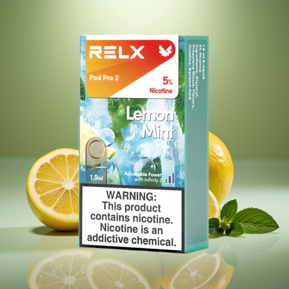 RELX Pod Pro 2 Lemon Mint 600 Puffs 5 Nicotine Boost Mode