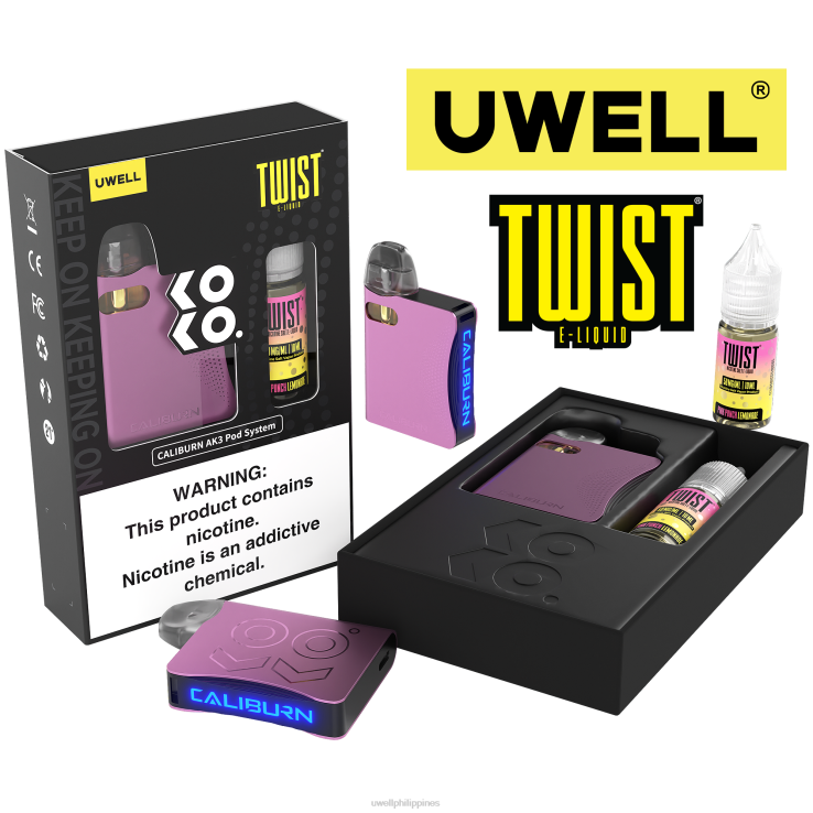 UWELL CALIBURN AK3 KIT + A3S 08OHM PODS (X2) + DADDYS VAPOR 10ML SALTS 50MG UWELL Philippines - H4FB241 CRL Pink/FLV Pink Punch Lemonade 50mg