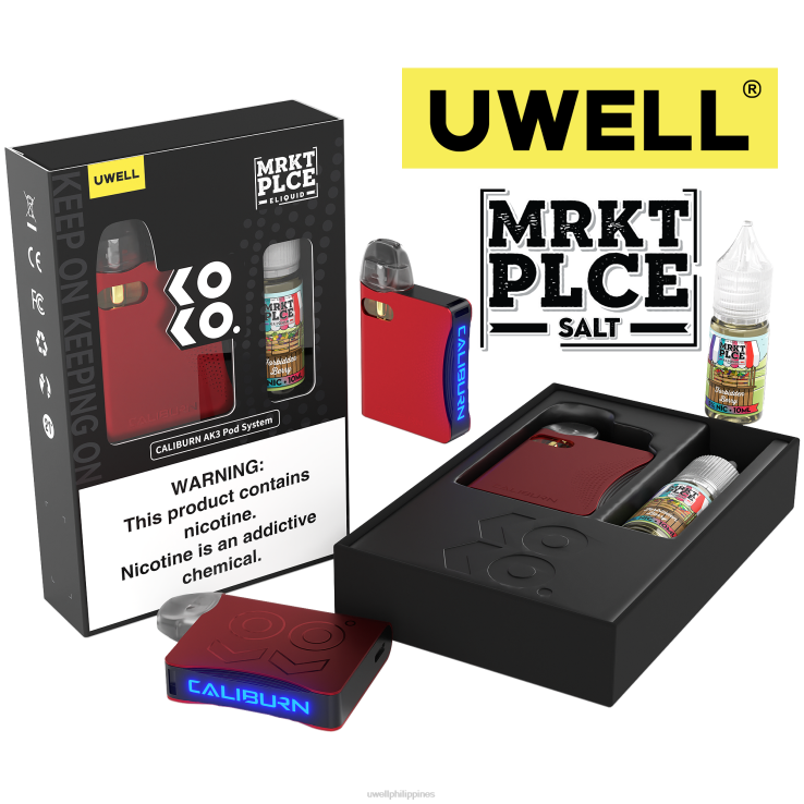 UWELL CALIBURN AK3 KIT + A3S 08OHM PODS (X2) + DADDY\S VAPOR 10ML SALTS 50MG UWELL Quezon - H4FB242 CRL Cyan/FLV Peppermint 50mg