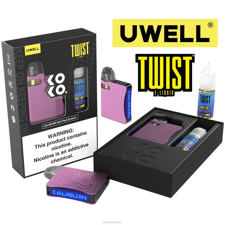 UWELL CALIBURN AK3 KIT + A3S 08OHM PODS (X2) + DADDY\S VAPOR 10ML SALTS 50MG UWELL vape disposable - H4FB244 CRL Red/FLV Forbidden Berry 50mg