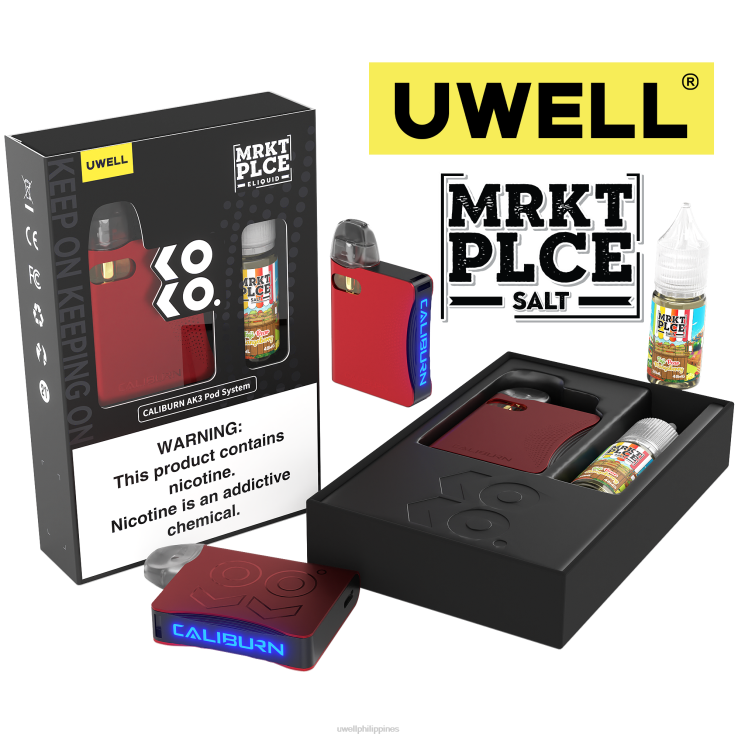UWELL CALIBURN AK3 KIT + A3S 08OHM PODS (X2) + DADDY\S VAPOR 10ML SALTS 50MG UWELL vape price Philippines - H4FB246 CRL Pink/FLV Berry Medly Lemonade