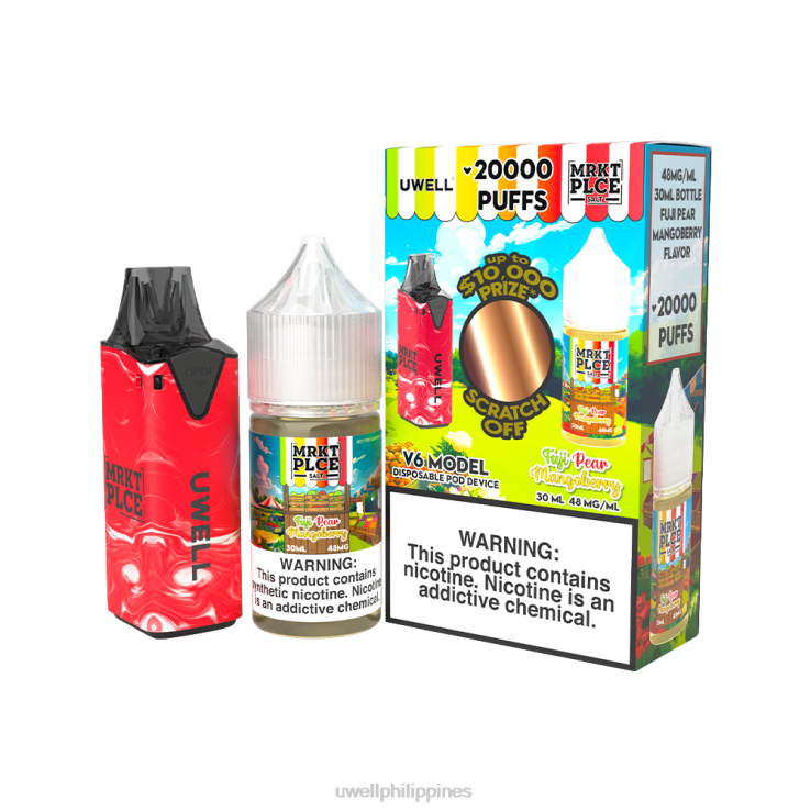 UWELL V6 DISPOSABLE DEVICE + DADDYS VAPOR 30ML JUICE - COLLAB BUNDLE UWELL Manila - H4FB209 CLR Red/FLV Fuji Pear Mangoberry 48mg