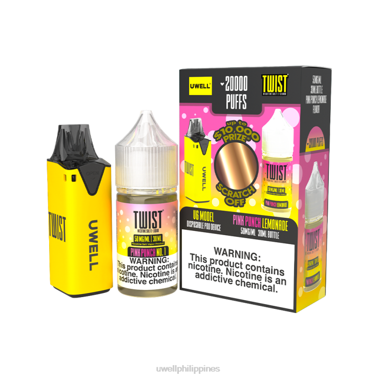 UWELL V6 DISPOSABLE DEVICE + DADDYS VAPOR 30ML JUICE - COLLAB BUNDLE UWELL Manila - H4FB219 CLR Yellow/FLV Pink Punch Lemonade 50mg