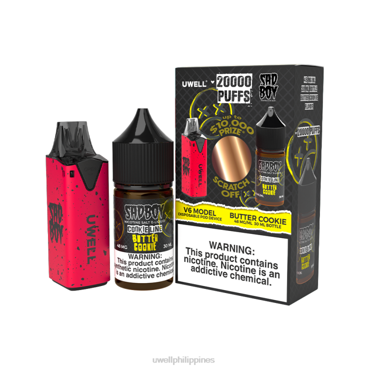UWELL V6 DISPOSABLE DEVICE + DADDYS VAPOR 30ML JUICE - COLLAB BUNDLE UWELL Quezon - H4FB212 CLR Red/FLV Butter Cookie 48mg
