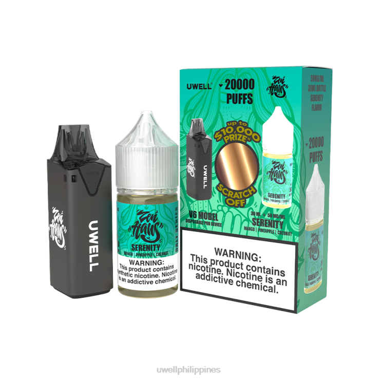 UWELL V6 DISPOSABLE DEVICE + DADDYS VAPOR 30ML JUICE - COLLAB BUNDLE UWELL Quezon - H4FB222 CLR Black/FLV Serenity 50mg