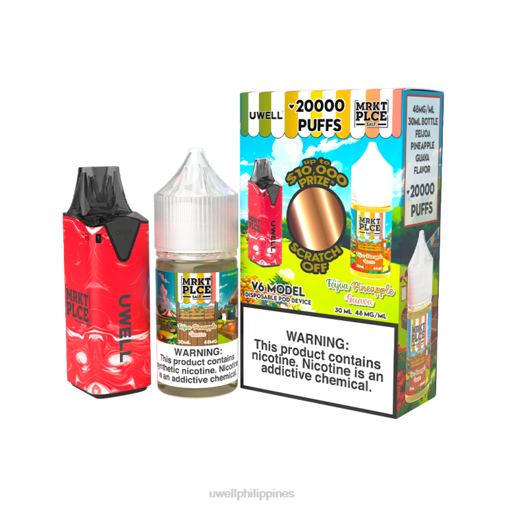 UWELL V6 DISPOSABLE DEVICE + DADDYS VAPOR 30ML JUICE - COLLAB BUNDLE UWELL disposable vape - H4FB207 CLR Red/FLV Feijoa Pineapple Guava 48mg