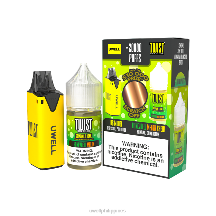UWELL V6 DISPOSABLE DEVICE + DADDYS VAPOR 30ML JUICE - COLLAB BUNDLE UWELL disposable vape - H4FB217 CLR Yellow/FLV Honeydew Melon Chew 50mg
