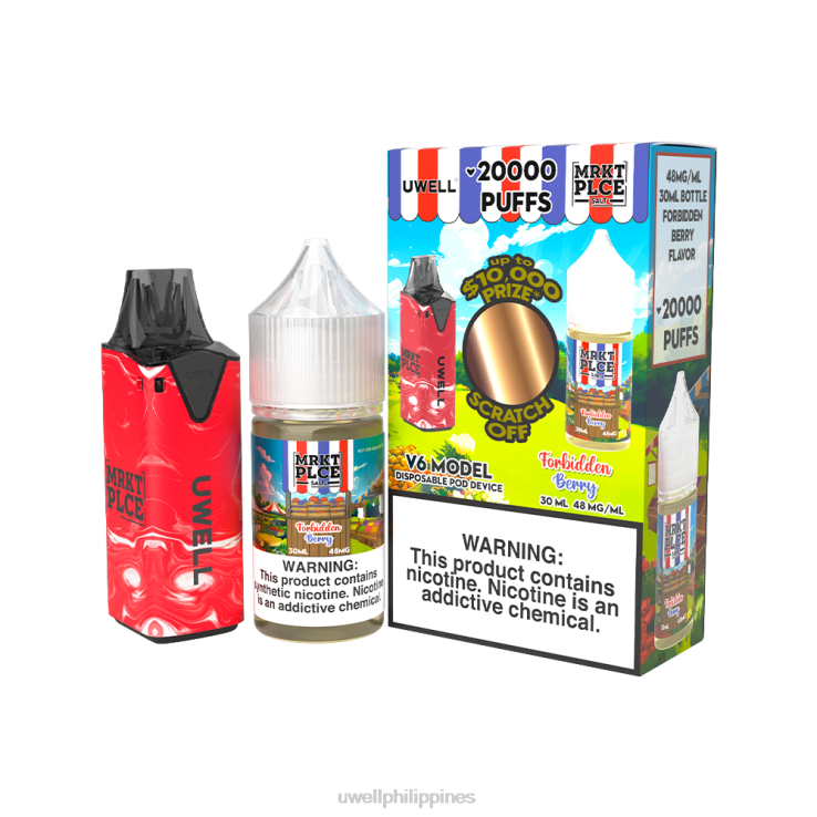 UWELL V6 DISPOSABLE DEVICE + DADDYS VAPOR 30ML JUICE - COLLAB BUNDLE UWELL e cigarette - H4FB208 CLR Red/FLV Forbidden Berry 48mg