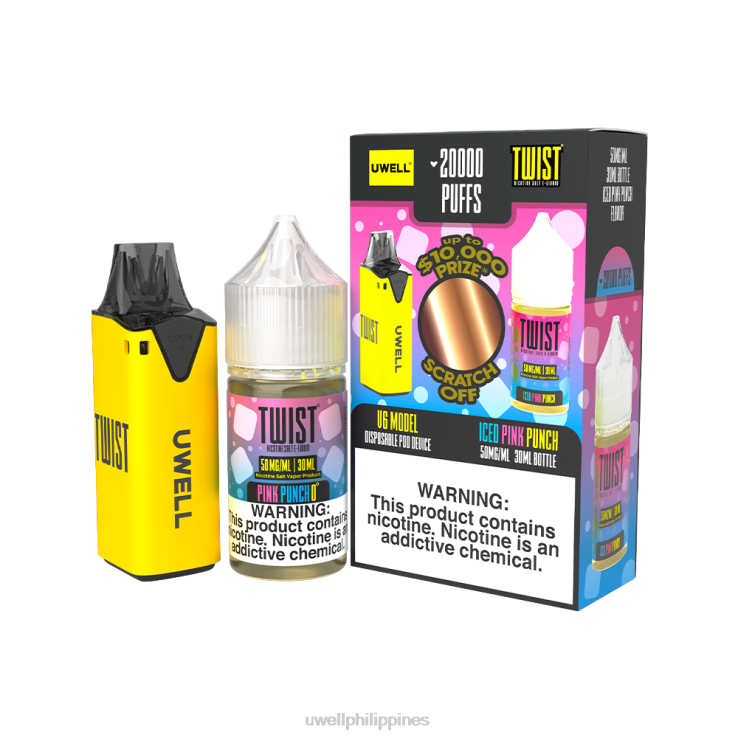 UWELL V6 DISPOSABLE DEVICE + DADDYS VAPOR 30ML JUICE - COLLAB BUNDLE UWELL e cigarette - H4FB218 CLR Yellow/FLV Iced Pink Punch 50mg