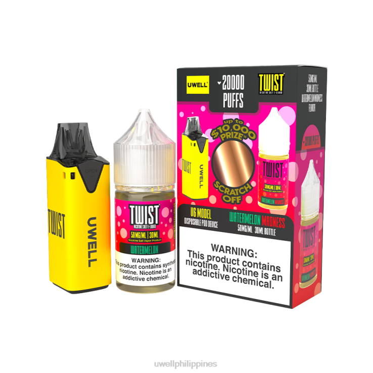UWELL V6 DISPOSABLE DEVICE + DADDYS VAPOR 30ML JUICE - COLLAB BUNDLE UWELL vape flavours - H4FB220 CLR Yellow/FLV Watermelon Madness 50mg