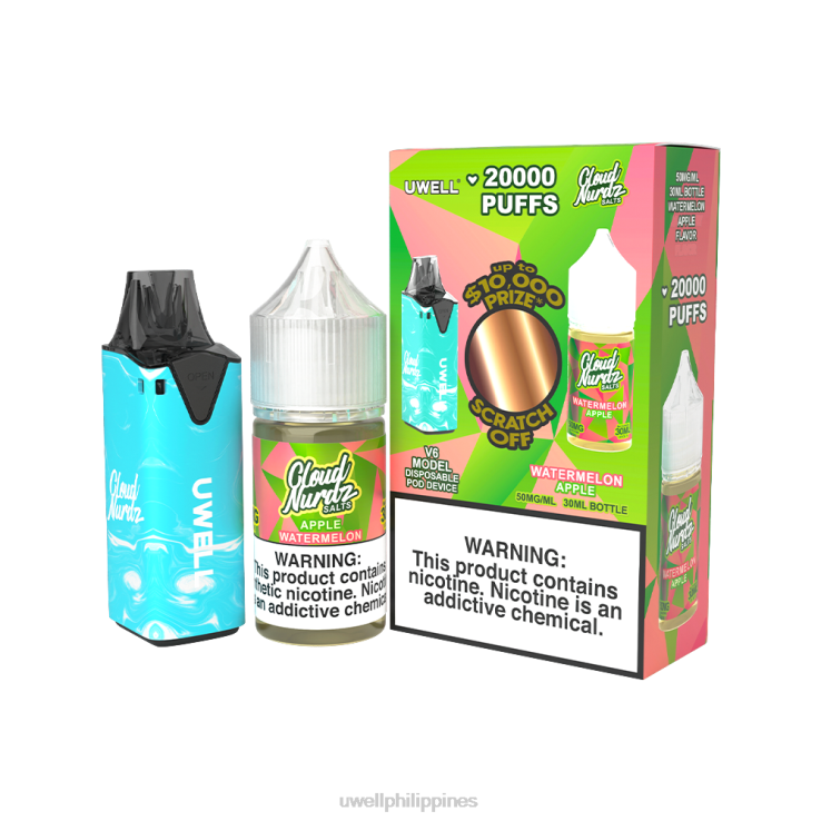 UWELL V6 DISPOSABLE DEVICE + DADDYS VAPOR 30ML JUICE - COLLAB BUNDLE UWELL vape for sale - H4FB205 CLR Blue/FLV Watermelon Apple 50mg