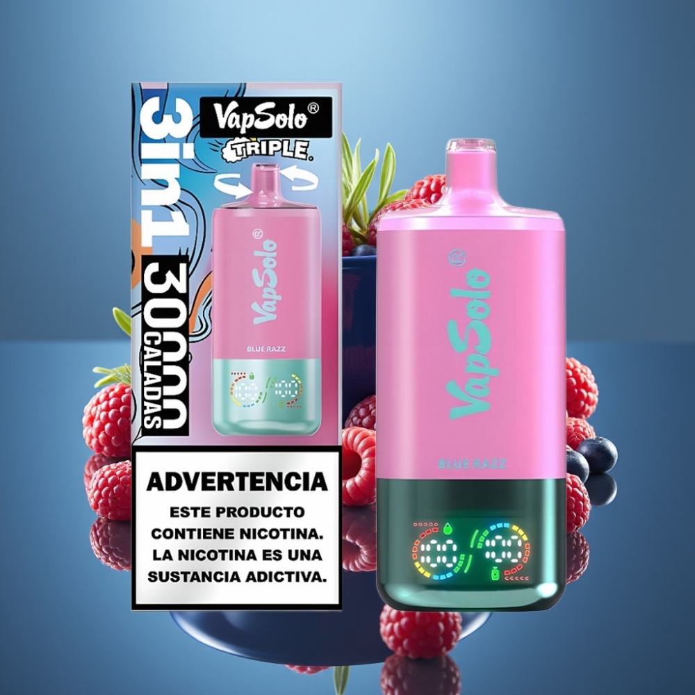 VapSolo Triple 30000 Puffs Blue Razz 40ml Type-C