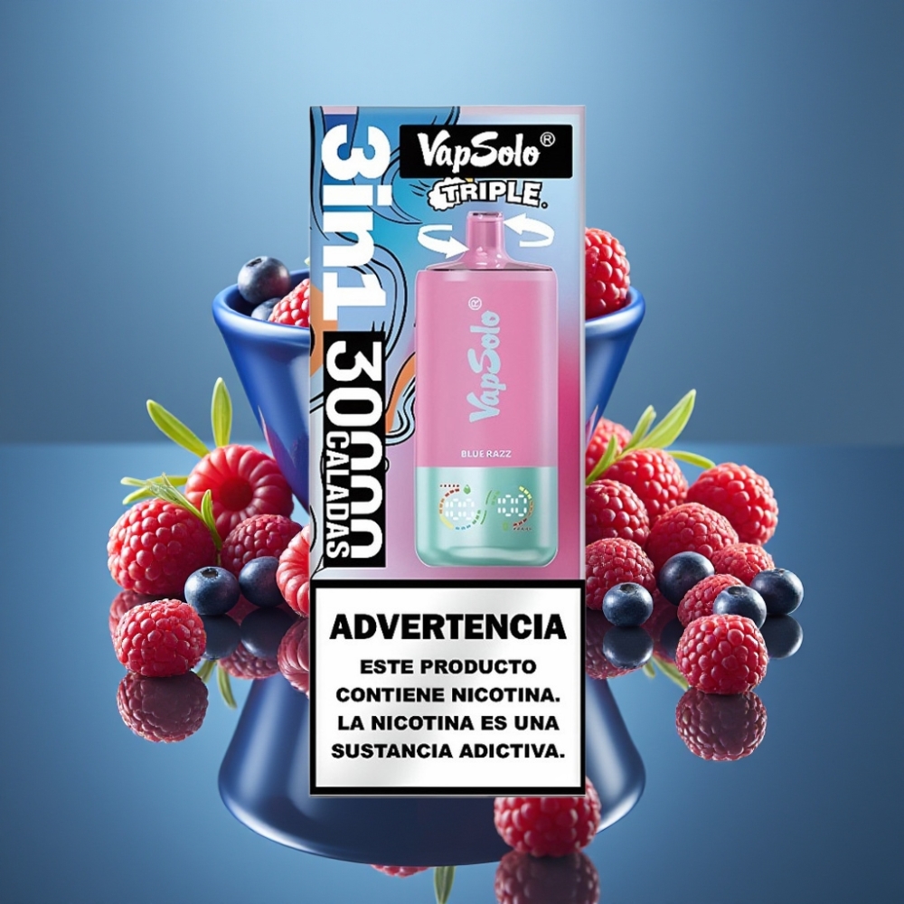 VapSolo Triple 30000 Puffs Blue Razz 40ml Type-C