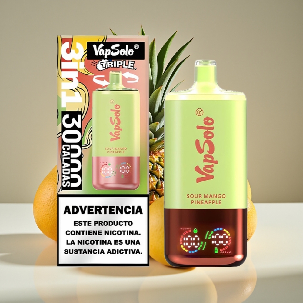 VapSolo Triple 30000 Puffs Disposable Vape Sour Mango Pineapple 40ml Type-C