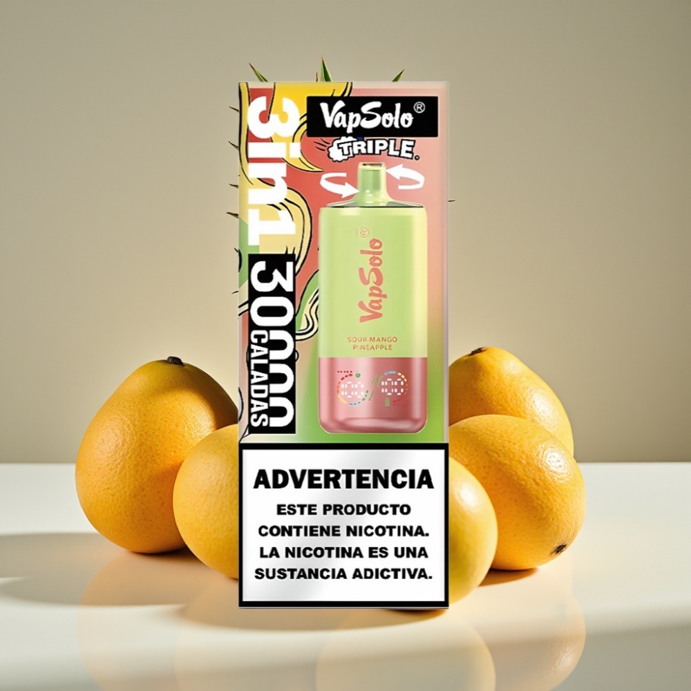 VapSolo Triple 30000 Puffs Disposable Vape Sour Mango Pineapple 40ml Type-C