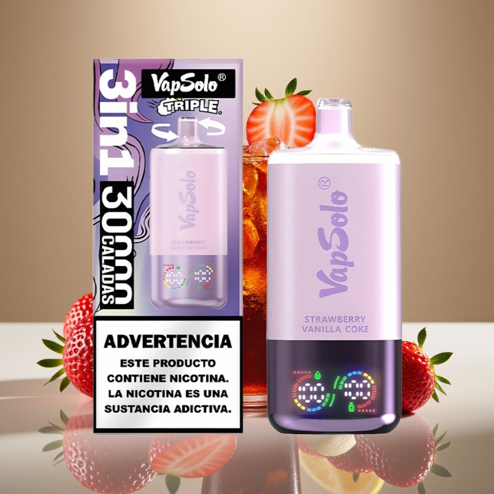 VapSolo Triple 30000 Puffs Strawberry Vanilla Coke 40ml Type-C