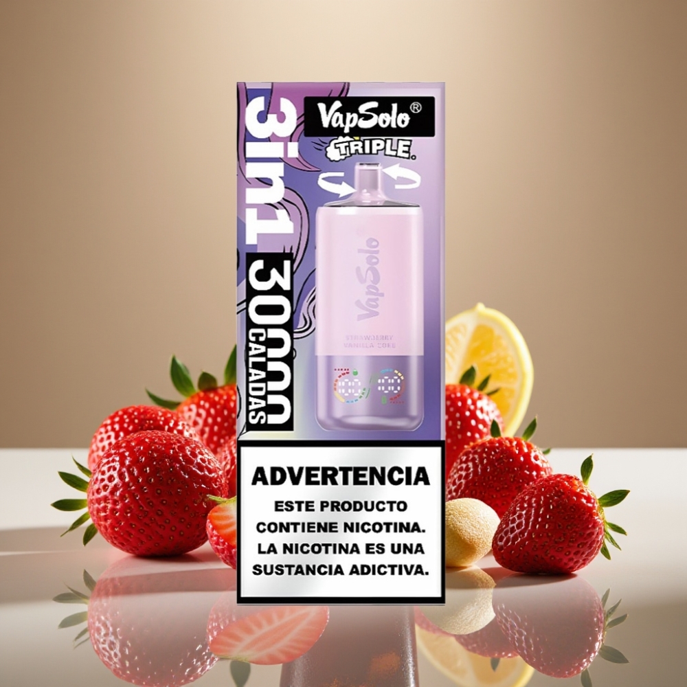 VapSolo Triple 30000 Puffs Strawberry Vanilla Coke 40ml Type-C