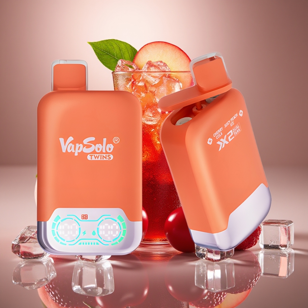 Vapsolo Twins 20000 Puffs Dual Tank Cherry Cola  Juicy Peach Ice