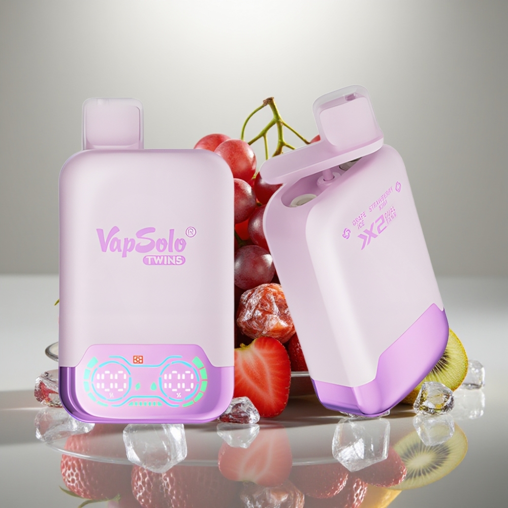 Vapsolo Twins 20000 Puffs Dual Tank Grape Ice  Strawberry Kiwi
