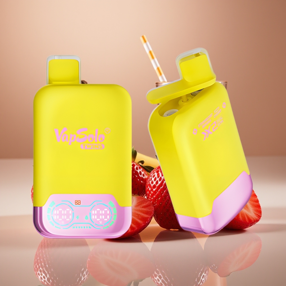 Vapsolo Twins 20000 Puffs Dual Tank Strawberry Banana  Fizzy Cherry