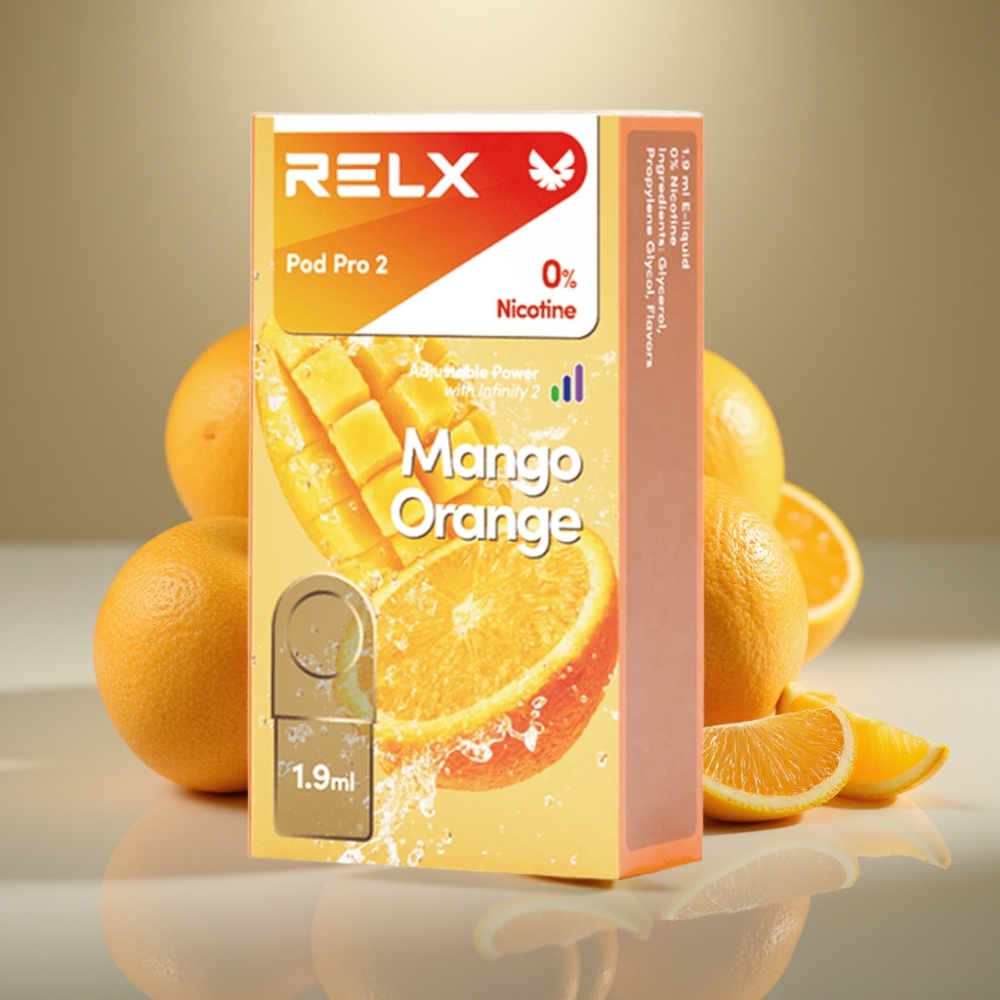 RELX Pod Pro 2 Mango Orange 0% 600 Puffs 3 Voltage Modes