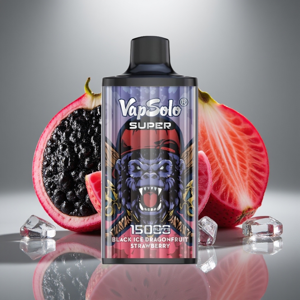 Vapsolo Super 15000 Puffs Black Ice Dragonfruit Strawberry Disposable Vape 40ml Type-C
