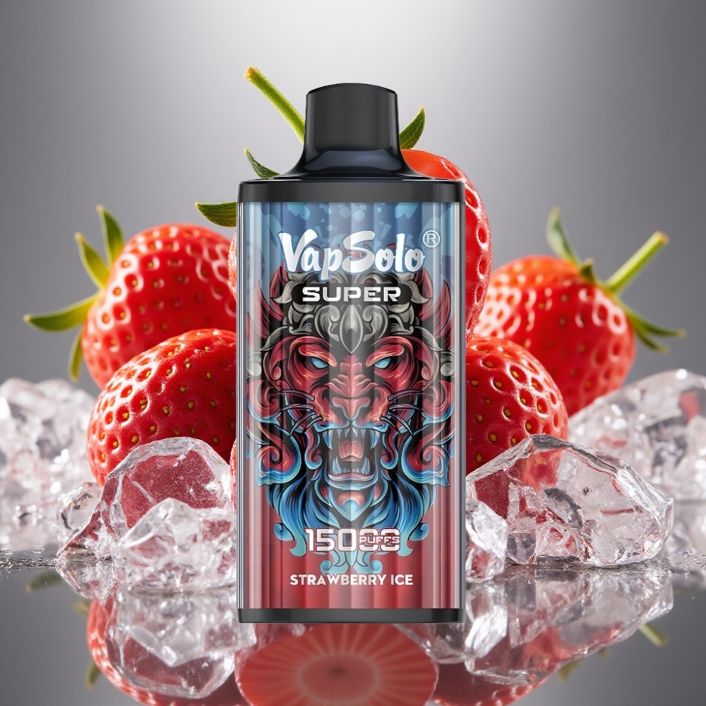 Vapsolo Super 15000 Puffs Strawberry Ice 40ml Mesh Coil