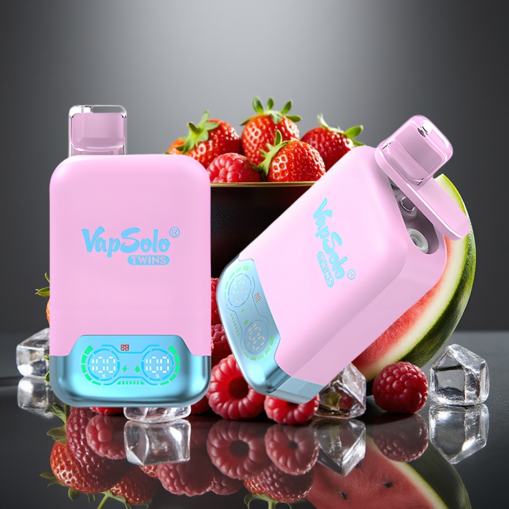 Vapsolo Twins 20000 Puffs Dual Tank Black Ice Dragon Fruit Strawberry & Raspberry Watermelon