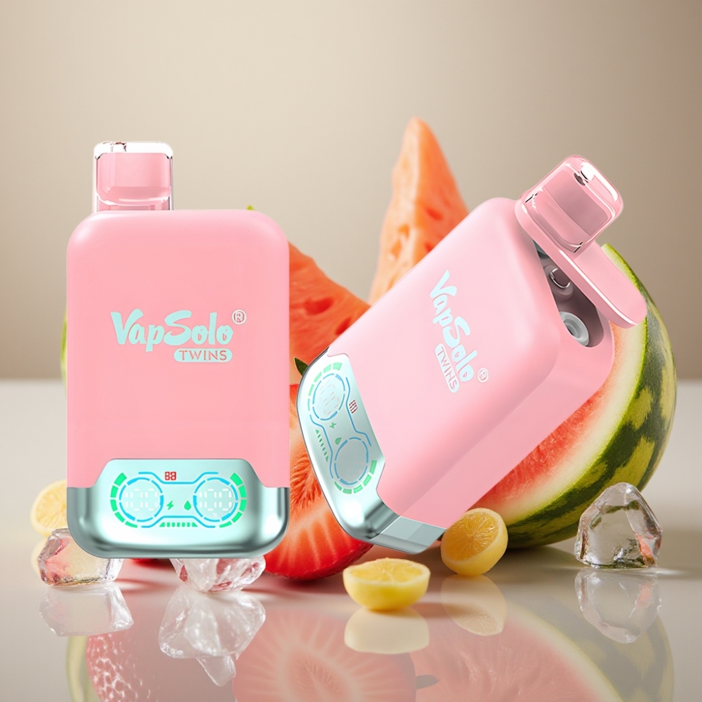 Vapsolo Twins 20000 Puffs Dual Tank Strawberry Ice & Mango Peach Watermelon