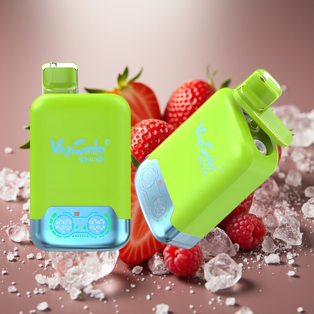 Vapsolo Twins 20000 Puffs Dual Tank Strawberry Kiwi & Raspberry Cherry Ice